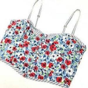 abercrombie + fitch floral button down crop top